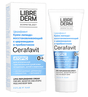 Librederm Cerafavit (Либридерм) крем липидовосстанавливающий с церамидами и пребиотиками, 75мл