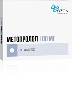 Метопролол, таблетки 100мг, 30 шт