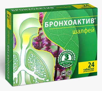 Шалфей Бронхоактив, таблетки для рассасывания, 24 шт БАД