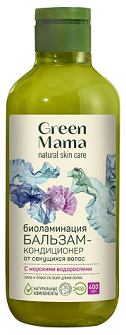 Green Mama (Грин Мама) Морской сад бальзам-кондиционер биоламинация от секущихся волос с морскими водорослями, 400мл