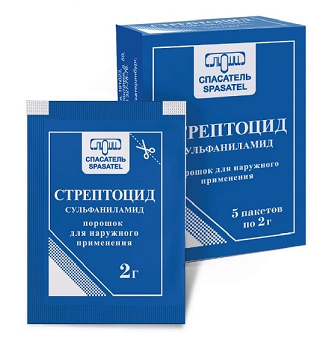 Стрептоцид, порошок для наружного применения, пакет 2г, 5 шт