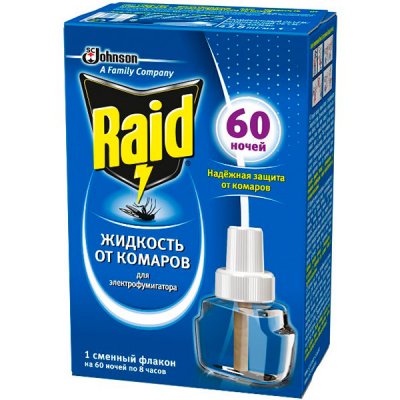 Купить рейд (raid) жидкость для фумигатора 60 ночей в Балахне