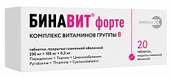 Купить бинавит форте, таблетки, покрытые пленочной оболочкой 200мг+100мг+0,2мг, 20 шт в Балахне