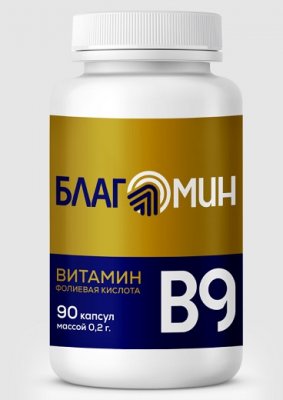Купить благомин витамин в9 фолиевая кислота, капсулы 90 шт бад в Балахне