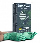 Купить перчатки benovy смотровые нитриловые нестерильные неопудренные текстурные на пальцах размер xs, 100 шт, зеленые в Балахне