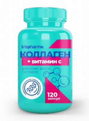 Купить ирисфарма (irispharma) коллаген с витамином с для кожи, волос, суставов, капсулы 120 шт бад в Балахне