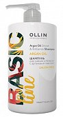 Купить ollin (оллин) базик лин шампунь для сияния и блеска с маслом арганы, 750мл в Балахне