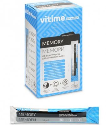 Купить vitime (витайм) aquastick мемори жидкость для приема внутрь яблоко-ваниль стик 10мл 15шт бад в Балахне