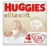 Купить huggies elitesoft (хаггис) подгузники 4, 8-14кг, 54 шт в Балахне