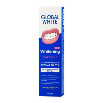 Купить глобал вайт (global white) зубная паста отбеливающая max shine, 100г в Балахне