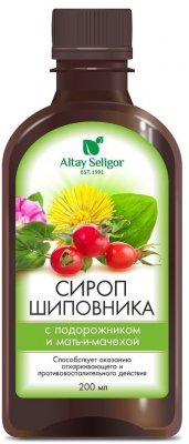 Купить altay seligor (алтай селигор) шиповника с подорожником и мать-и-мачехой от кашля, флакон 200мл в Балахне