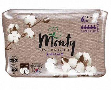 Monty (Монти) Ultra Soft Overnight прокладки ночные, 6 шт