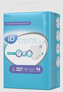 Айди (iD) Pants Premium Подгузники-трусы для взрослых размер L 30шт