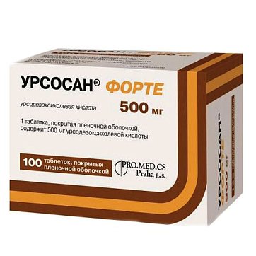 Урсосан Форте, таблетки, покрытые пленочной оболочкой 500мг, 100 шт