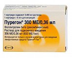 Купить пурегон, раствор для подкожного введения, 300 ме/0.36мл картридж 1шт. в комплекте с иглами стерильными - 6 шт. в Балахне