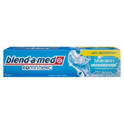 Купить бленд-а-мед (blend a med) зубная паста с ополаскивателем освежающая чистота перечная мята 125мл в Балахне