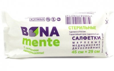 Купить bona mente! салфетки стерильные марлевые 2-х слойные, размер 45х29см, 5 шт в Балахне