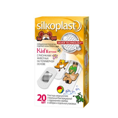 Купить силкопласт (silkoplast) kid's пластырь стерильный бактерицидный гипоаллергенный, 20 шт в Балахне