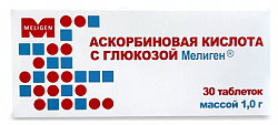Купить аскорбиновая к-та с глюкозой мелиген, таблетки массой 1г 30шт бад в Балахне