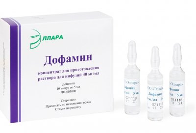 Купить дофамин, концентрат для приготовления раствора для инфузий 40мг/мл, ампулы 5мл, 10 шт в Балахне