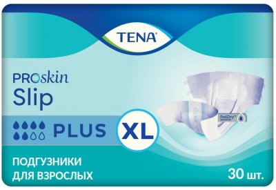 Купить tena (тена) подгузники, proskin slip plus размер xl, 30 шт в Балахне