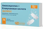 Купить амоксициллин+клавулановая кислота экспресс, таблетки диспергируемые 500мг+125мг, 14 шт в Балахне