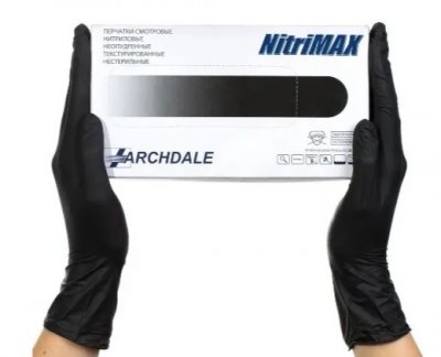 Купить перчатки archdale nitrimax смотровые нитриловые нестерильные неопудренные текстурные размер l, 50 пар, черные в Балахне