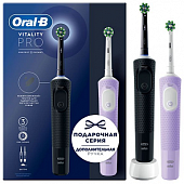 Купить oral-b (орал-би) электрическая зубная щетка vitality pro тип 3708+дополнительная ручка+насадки 2шт, черная, сиреневая в Балахне