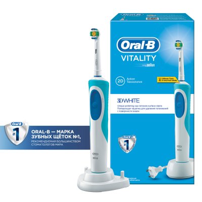Купить орал-би (oral-b) электрическая зубная щетка vitality d12.513 3d white белый в подарочной упаковке (о в Балахне