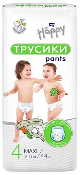 Bella Baby Happy (Белла) подгузники-трусики 4 Макси 8-14кг 44 шт