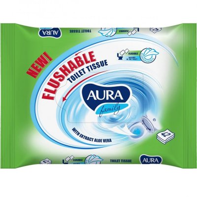 Купить aura (аура) бумага туалетная влажная family 42шт в Балахне