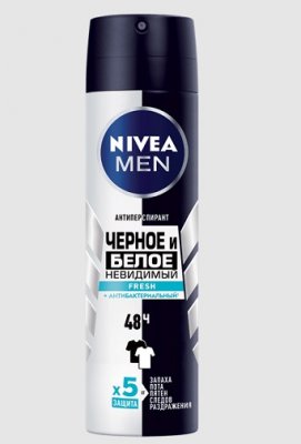 Купить nivea (нивея) для мужчин дезодорант спрей невидимый черное, белое fresh, 150мл в Балахне