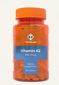 Купить tetralab (тетралаб) витамин к2 100мг, таблетки, покрытые оболочкой 165мг, 60 шт бад в Балахне