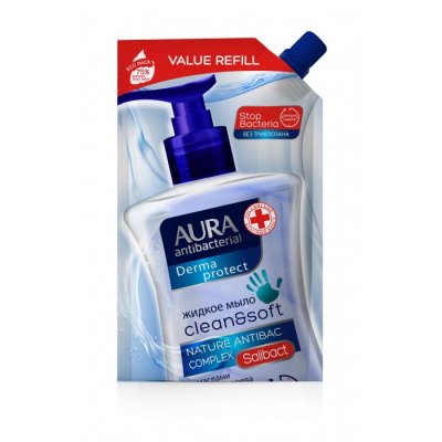 Купить aura (аура) дерма протект крем-мыло антибактериальное протект+ 500мл в Балахне