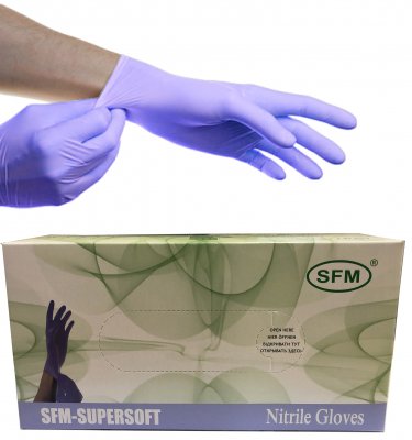 Купить перчатки sfm смотровые нестерильные нитриловые неопудрен текстурир размер l, 100 пар, фиолетовые в Балахне