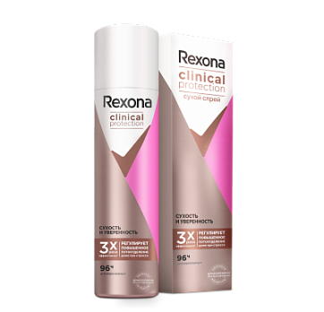 Rexona (Рексона) Clinical Protection антиперспирант-аэрозоль Сухость и уверенность, 150мл