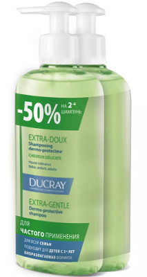 Купить дюкре экстра-ду (ducray extra-doux) шампунь защитный для частого применения 400мл 2шт (-50% на второй продукт) в Балахне