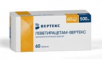 Купить леветирацетам-вертекс, таблетки покрытые пленочной оболочкой 500 мг, 60 шт в Балахне