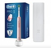 Купить oral-b (орал-би) электрическая зубная щетка pro 3 тип 3772 crossaction розовая+ зарядное устройство 3757 +чехол в Балахне