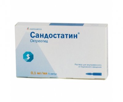 Купить сандостатин, раствор для внутривенного и подкожного введения 0,1мг/мл, ампула 1мл, 5 шт в Балахне