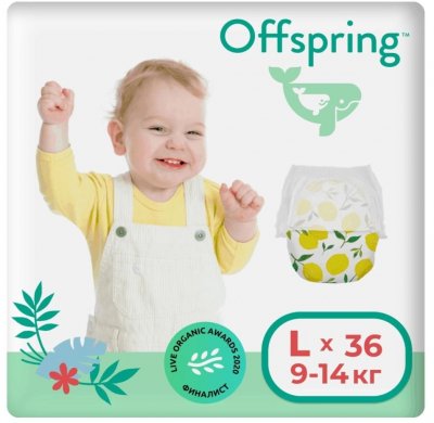 Купить offspring (оффспринг) подгузники-трусики детские размер l, 9-14 кг 36 шт лимоны в Балахне