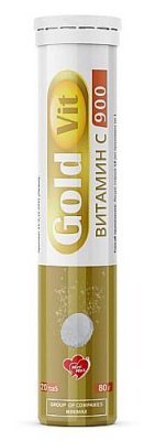 Купить gold vit (голд вит) витамин с 900, таблетки шипучие 4г, 20 шт бад в Балахне