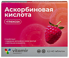 Купить витамир аскорбиновая кислота с глюкозой, таблетки жевательные массой 0,6 г со вкусом малины 40шт бад в Балахне