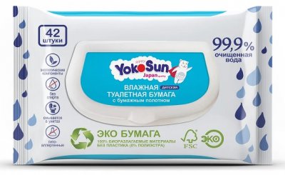 Купить йокосан (yokosun) влажная туалетная бумага детская, 42шт в Балахне