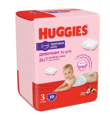Купить huggies (хаггис) трусики-подгузники 3 для девочек 7-11кг 19шт в Балахне