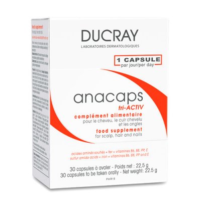 Купить дюкрэ анакапс (ducray аnacaps) три-актив для волос и кожи головы капсулы 30 шт бад в Балахне