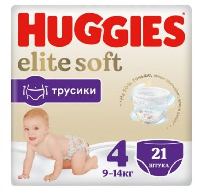 Купить huggies (хаггис) трусики elitesoft 4, 9-14кг 21 шт в Балахне