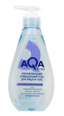 Купить aqa рure (аква пьюр) гель для лица и тела увлажняющий очищающий для нормальной и сухой кожи, 250 мл в Балахне