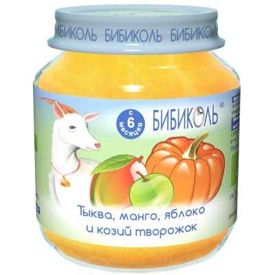 Купить бибиколь пюре тыква/манго/яблоко/козий творожок 125г  в Балахне