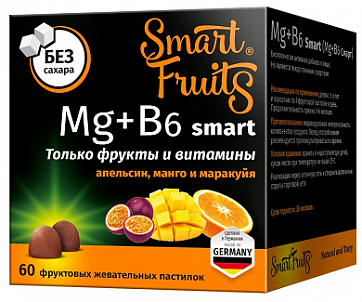 Smart Fruits (Смарт Фрутс) Mg+B6 Смарт, пастилки жевательные 60шт БАД